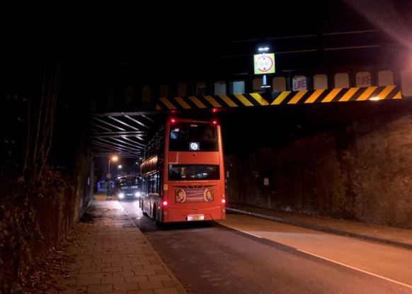 Bus hits bridge at Kent House, SE London on December 12, 2020