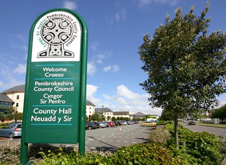 county hall front main sign