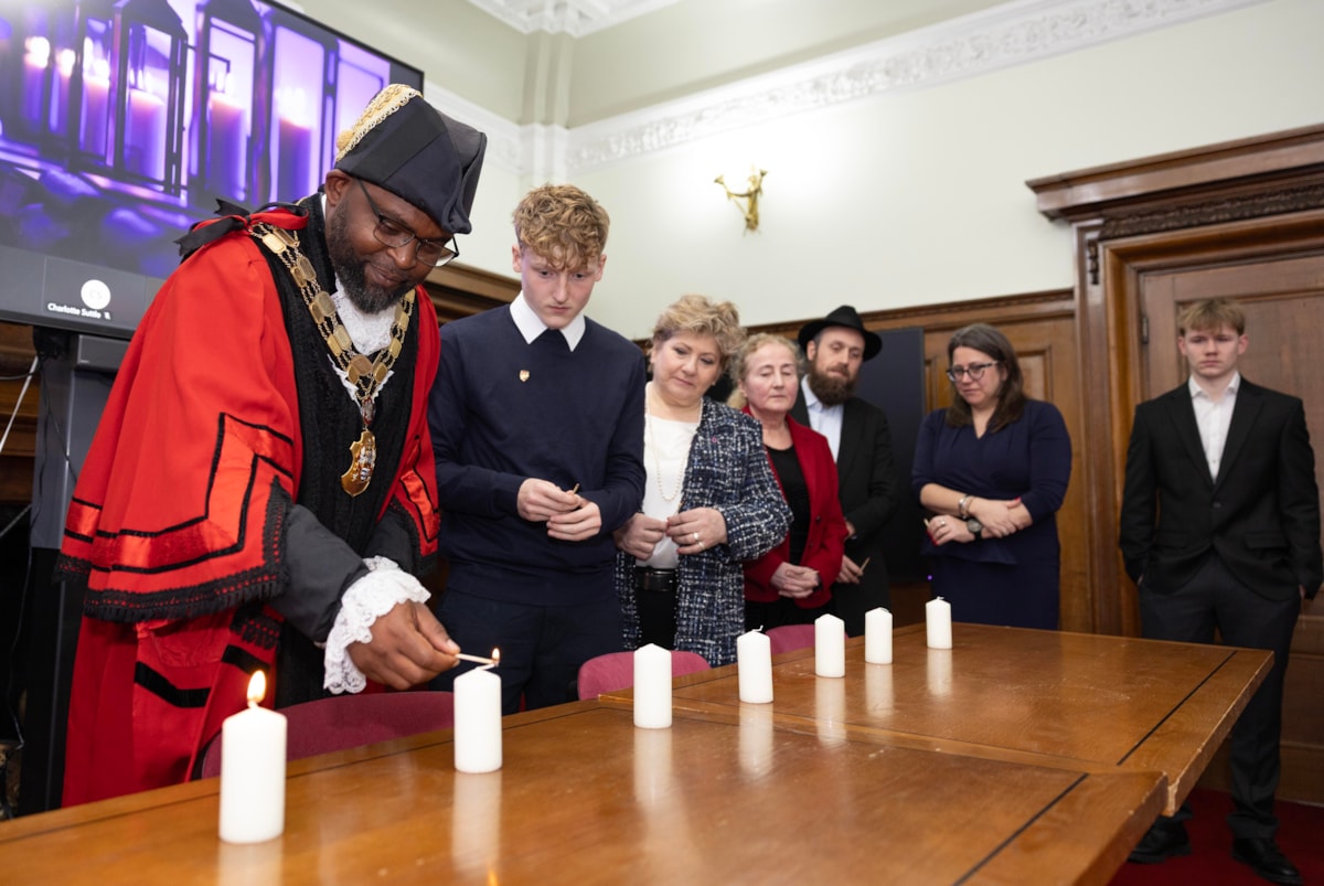 Candle lighting at the Islington Holocaust Memorial Day event