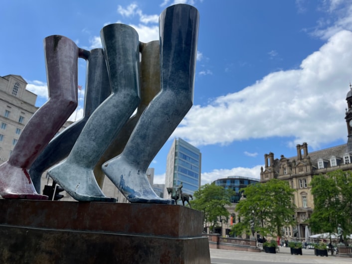 Legs Walking: Made by Leeds-born Kenneth Armitage, widely regarded as one of the 20th Century’s most significant sculptors, Legs Walking was his penultimate work, and was installed alongside Both Arms in Millennium Square’s Mandela Gardens, which will remain in place.

The departure of Legs Walking comes as a new public art legacy is being established in Leeds, with a number of stunning, world class pieces, with Leeds stories at their heart, arriving in the city.