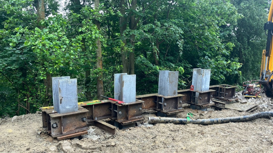 The foundation wall in progress