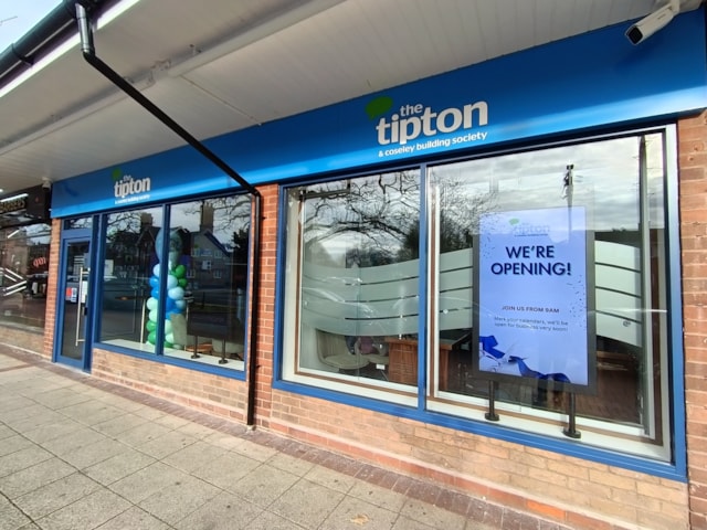 Tipton BS_codsall branch frontage: Codsall in South Staffordshire is the Tipton & Coseley Building Society's fifth branch.