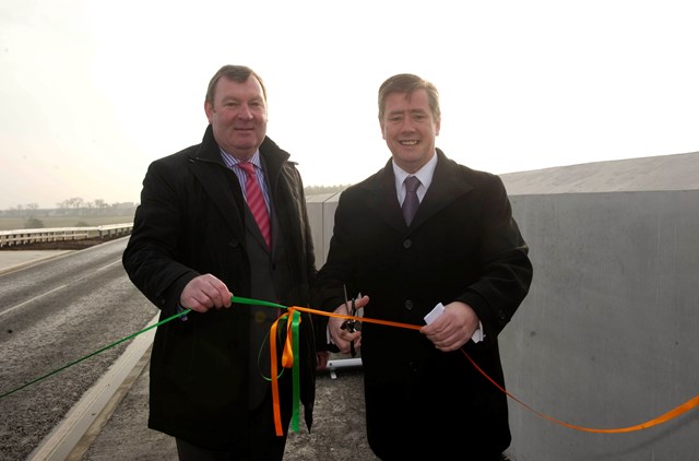 Carseview 1: Transport Minister Keith Brown, right, and Rodger Querns, of Network Rail, officially open the new bridge.