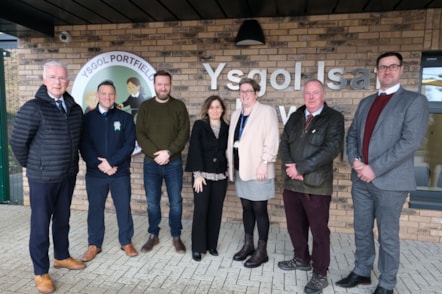 Members of Pembrokeshire County Council, Welsh Government, Morgan Sindall and Portfield School staff celebrate new facilities