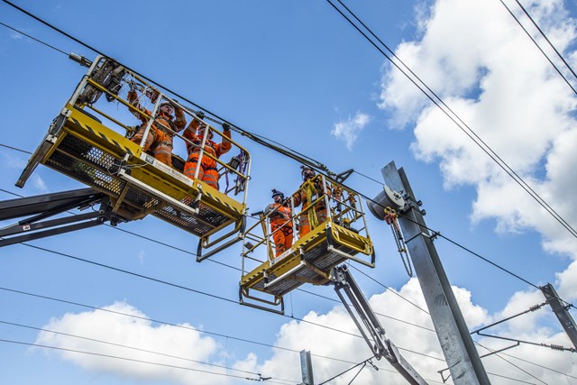 First section of Stirling-Dunblane-Alloa electrification delivered: 25 April Wires two mewps