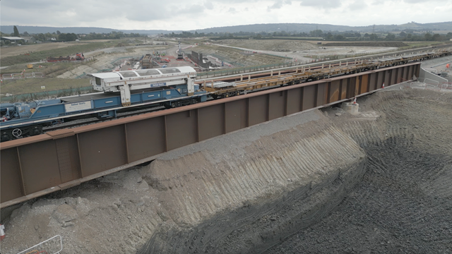 Bird's eye footage shows work to prepare Aylesbury’s railway for HS2: Aylesbury track installation aerial view