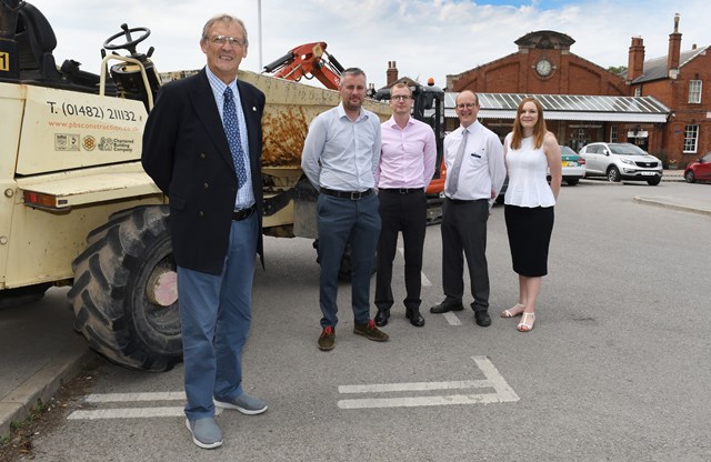 Construction begins on £2.5million Bridlington Station Plaza Scheme: (L to R) Councillor Chris Matthews, East Riding of Yorkshire Council, Glenn Smurthwaite, PBS Construction, Mark Brooks, PBS Construction, Mark Sill, Northern and Nicola Butterworth Network Rail