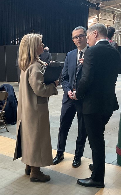 County Cllr Aidy Riggott, with Morecambe and Lunesdale MP David Morris and Esther McVey MP, the Minister without Portfolio,