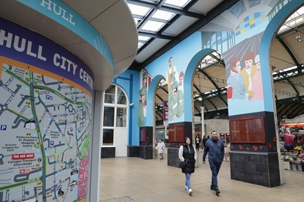 The mural at Hull Paragon Interchange named the 'Creation of Hull'