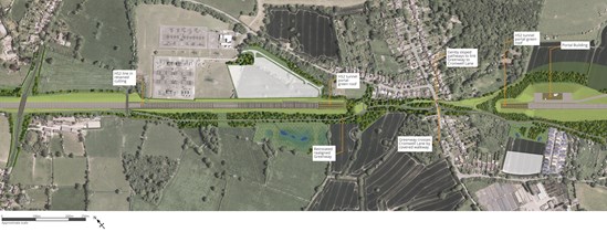 Plan showing the new railway through Burton Green