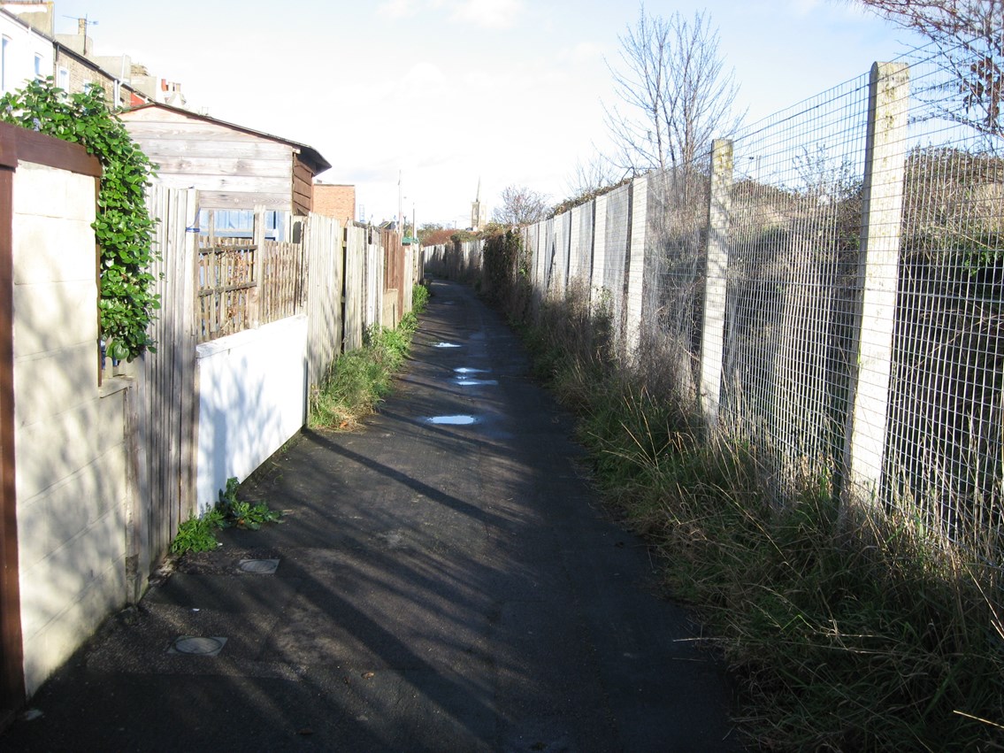 After - the alleyway following the clean-up: A now spotless alleyway following Network Rail and Tendring DC's clean-up.