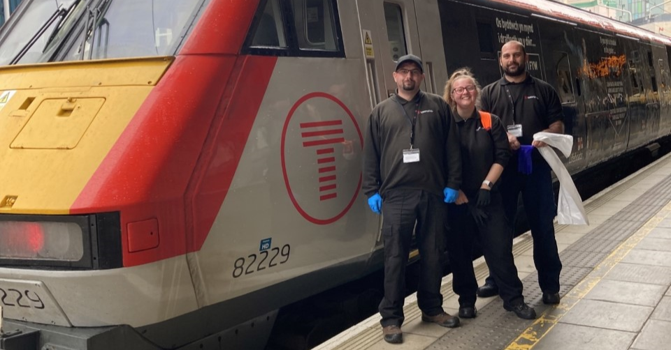 On board cleaning operatives at Cardiff Central 1