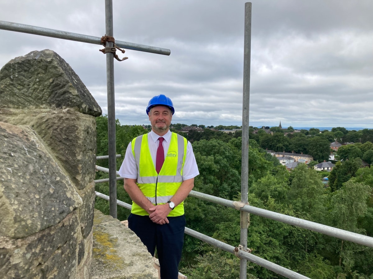Councillor Bradley inspects works at Sedgley Beacon tower
