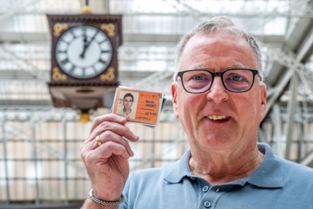 Gerry Bowie, Avanti West Coast Fleet Interface Engineer, with one of his ID cards from the early years of his railway career
