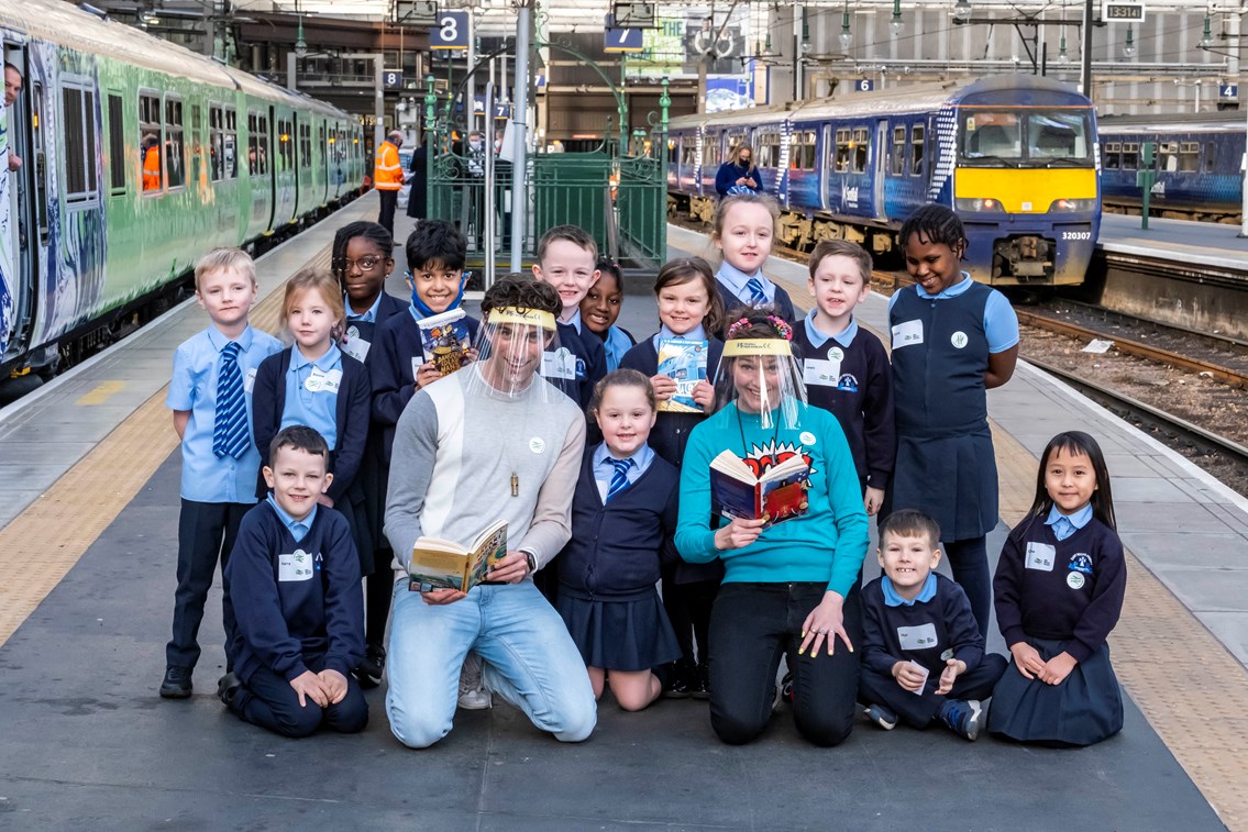 Award-winning authors inspire Glasgow schoolchildren aboard green train on COP26 Transport Day: NR Wed 10 31