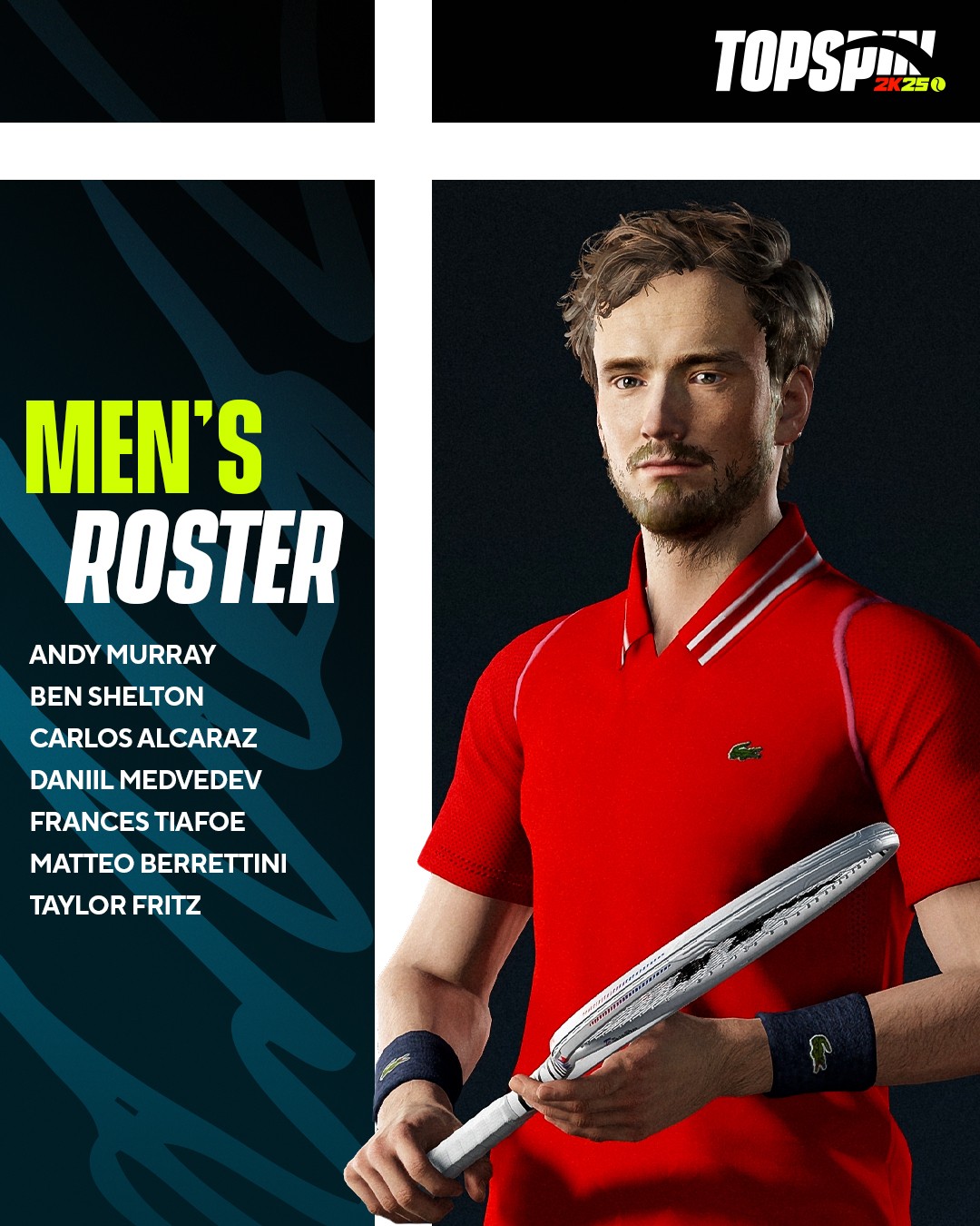 TopSpin 2K25 Mens Roster