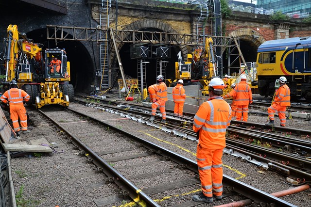 Work on the track and tunnels at King's Cross