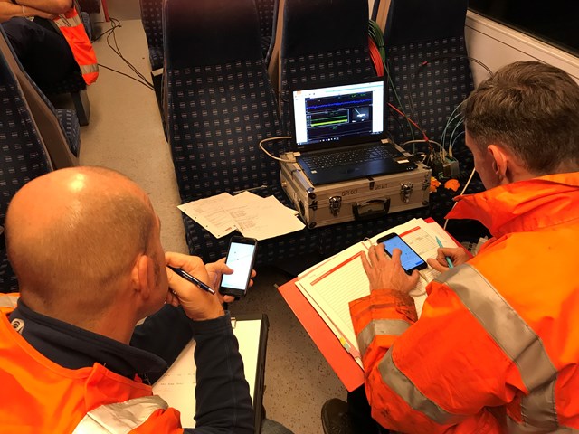 Data being collected and analysed on board the electric test train between Preston and Manchester Victoria