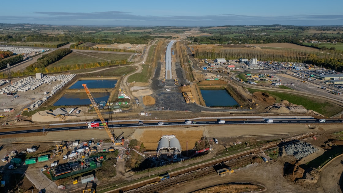 Aerial of Chipping Warden tunnel October 2025