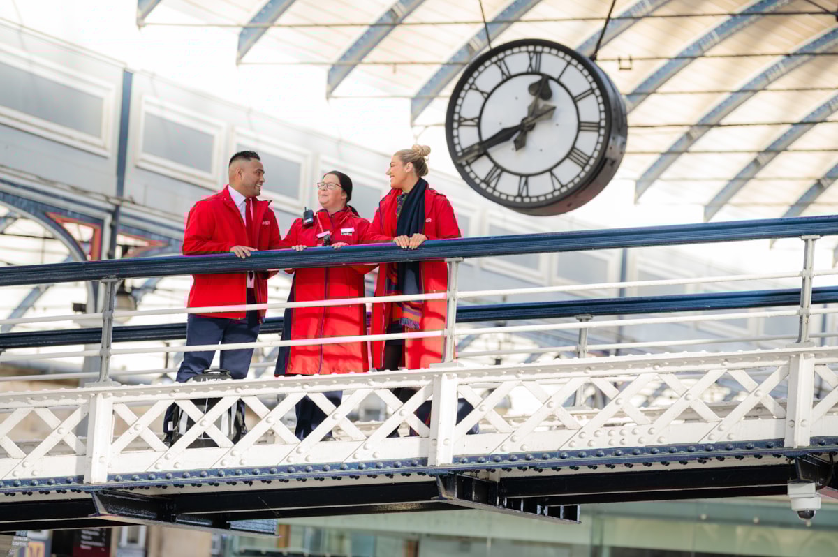 LNER's Eugene, Elaine, and Annabell under the clock at Newcastle Central Station