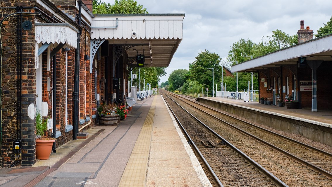 View along the line from Wymondham station