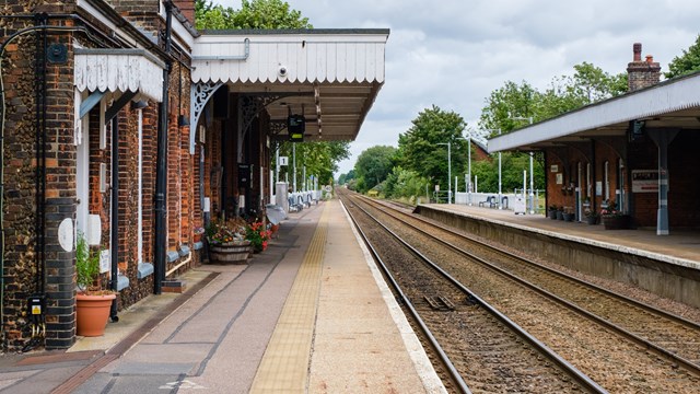 Reminder: Six days of rail replacement for Wymondham subway works and reliability upgrades: View along the line from Wymondham station