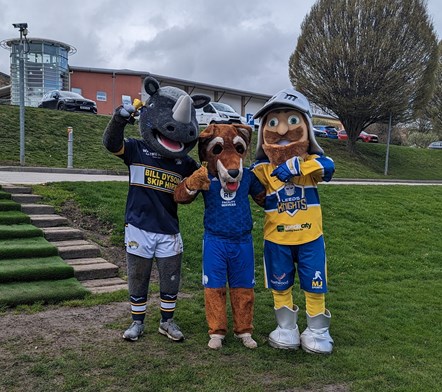 Mascot winners (from left) Ronnie the Rhino, Freddy the Fox and Leo