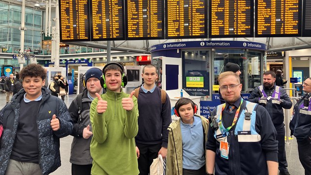 The pupils on a tour of Manchester Piccadilly: The pupils on a tour of Manchester Piccadilly