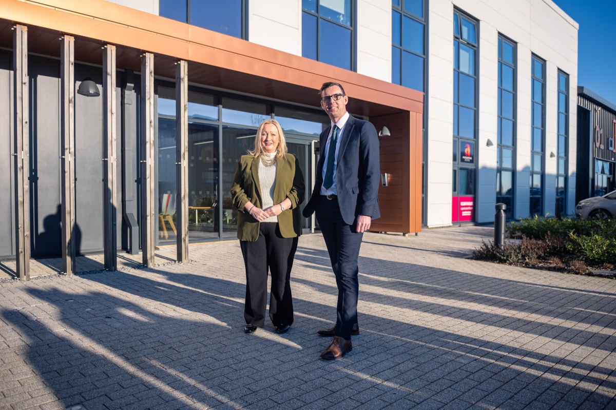 Cabinet Secretary for Economy, Energy and Planning, Rebecca Evans, with the leader of Carmarthenshire County Council, Cllr Darren Price