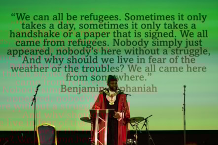 Mayor of Islington, Cllr Jason Jackson speaking at the celebratory Refugee Week event