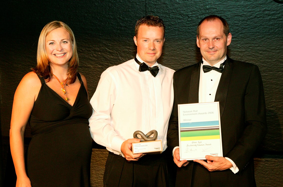 Biodiversity Protection Award winner - Birse Rail: Presented by Philippa Forrester and Iain Coucher, Network Rail's Deputy Chief Executive.  John Stiles, Communications Manager, Birse Rail accepted the award on behalf of the company for Underbridge 39 at Sutton Park and the plan to preserve the habitat for flora and fauna.