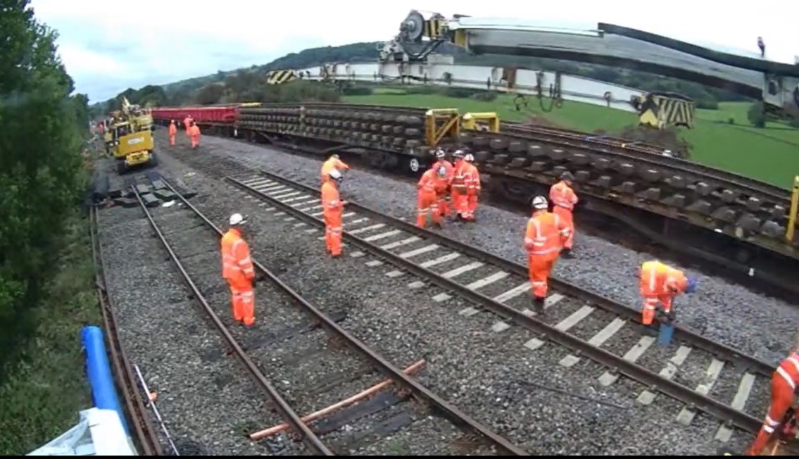 Rail services resume as multimillion-pound project to railway in Derbyshire successfully completed: Photo shows work taking place on major project at Ambergate Junction