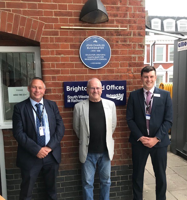 Wandsworth Common saviour gets a plaque at Clapham Junction: John Charles Buckmaster blue plaque 3jpg