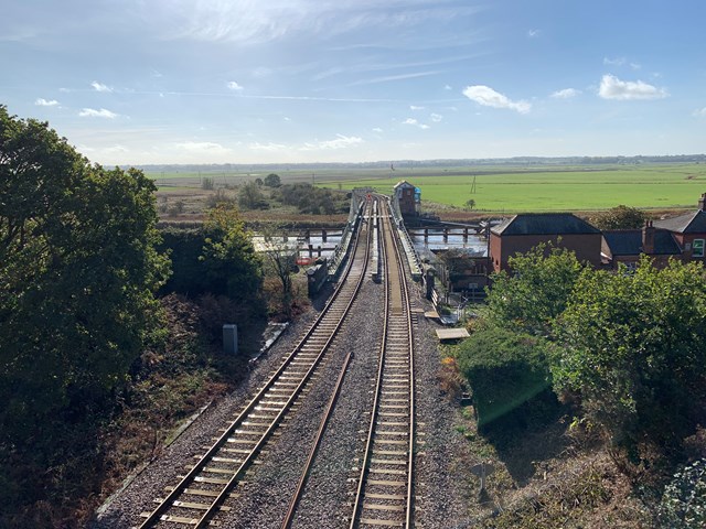 Network Rail completes first phase of work to boost reliability on East Anglia swing bridges: View of Reedham swing bridge