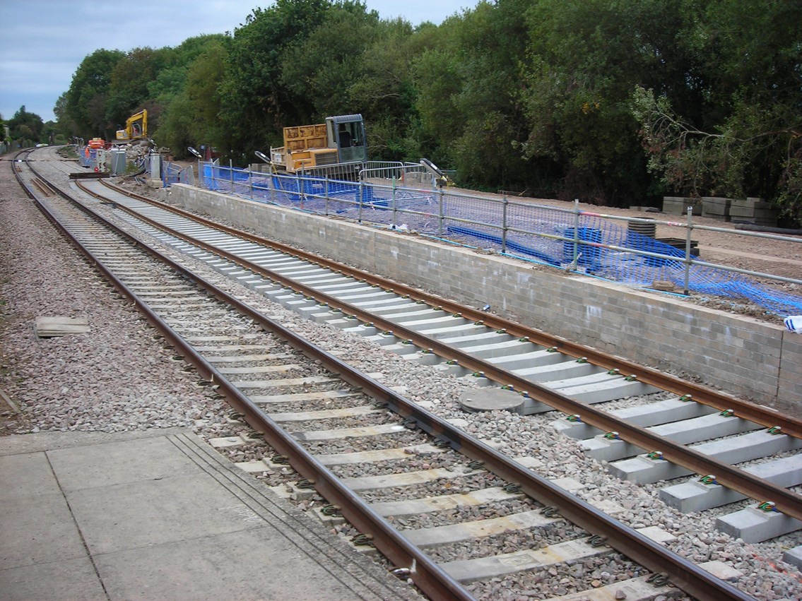 Three mile new track ready to be joined to existing track: Tracking progress at Axminster