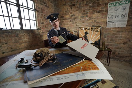Historical re-enactor Terence Finnegan makes final preparations for a new escape room experience the National Museum of Flight. Image © Stewart Attwood (4)