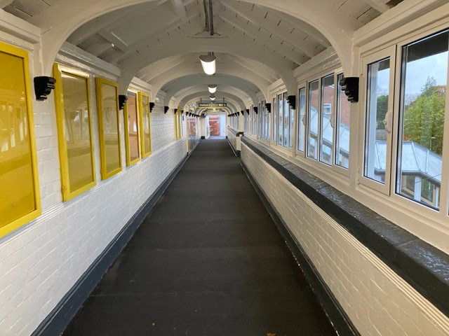 Inside Bromborough station footbridge upgrade