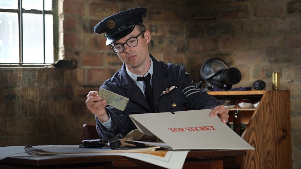 Historical re-enactor Terence Finnegan makes final preparations for a new escape room experience the National Museum of Flight. Image © Stewart Attwood (6)