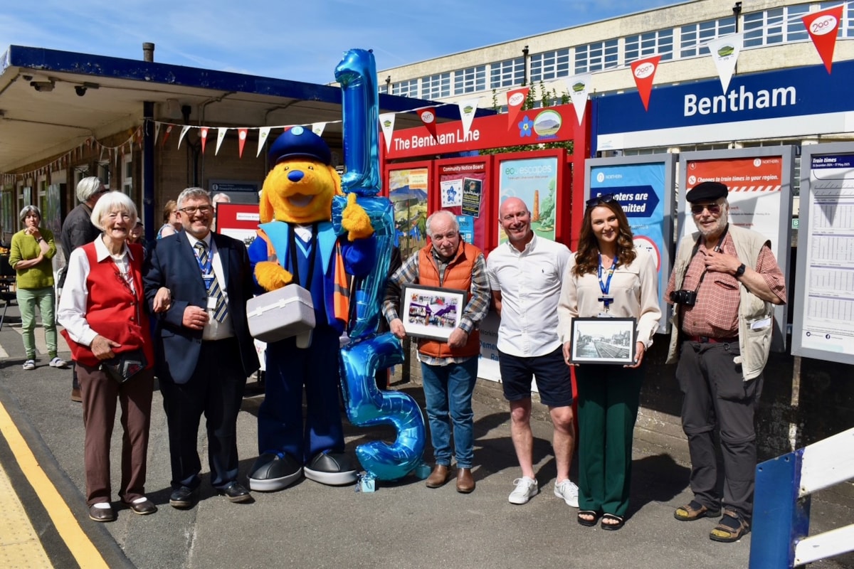 An image of volunteers and Northern staff celebrating the 175th anniversary of the Bentham Line