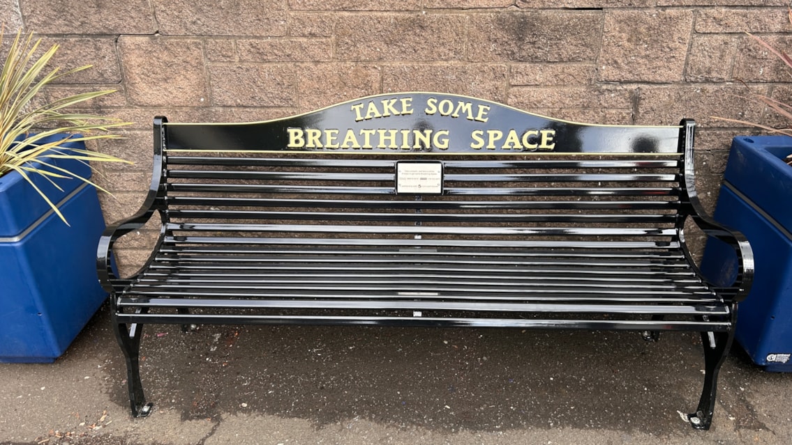 A place to pause as five Breathing Space benches installed in Scotland: Breathing Space bench - Cardonald - May 2026-2