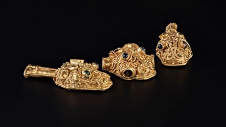 Gold filigree “aestels” from The Galloway Hoard. Image © National Museums Scotland WEB