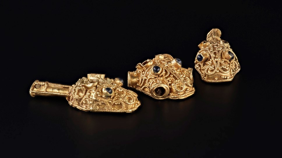 Gold filigree “aestels” from The Galloway Hoard. Image © National Museums Scotland WEB