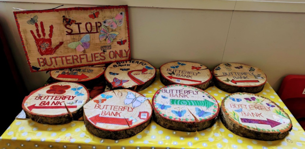 butterfly bank signs by UHI North West and Hebrides’s Supported Learning class  (c) Eleanor Pratt