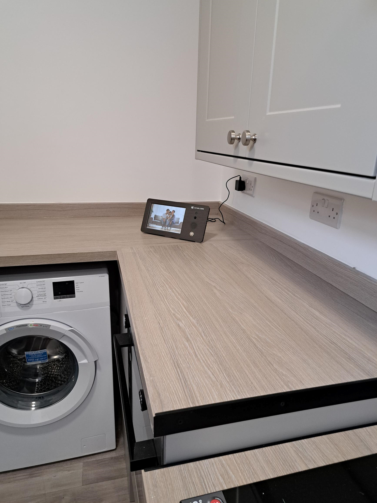 A 'Genus Care' device in the kitchen at one of the Slyne Road supported living apartments.