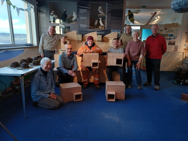 Caithness Environment Volunteers building rabbit escape tunnels to be installed at Farr Glebe Dec 2024 (c) Patti Bremner