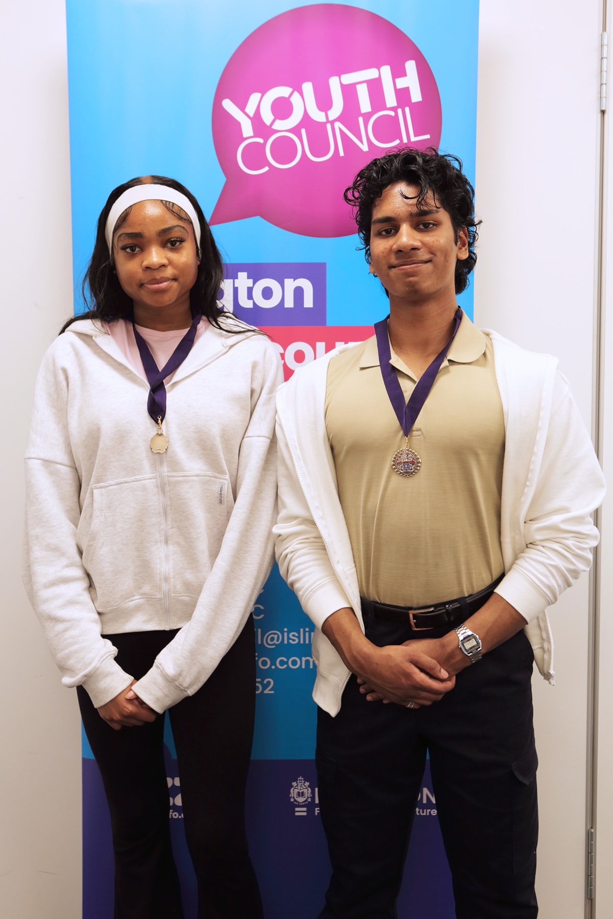Claris Lawrence, Islington's new Deputy Young Mayor, and Zackariya Yahya, the new Young Mayor