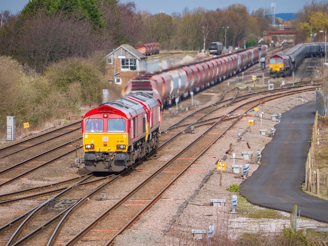 Key railway workers enable 400,000 tonnes of vital food, medicine, fuel and other supplies to be transported across Yorkshire each week: Freight services at Milford Junction, Yorkshire Photo credit: Darren Bailey