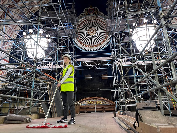 Leeds Town Hall spring clean: Aimee Wood of the Leeds Town Hall team pitches in with a  mammoth spring clean of Victoria Hall ahead of a major revamp of the stunning performance space.