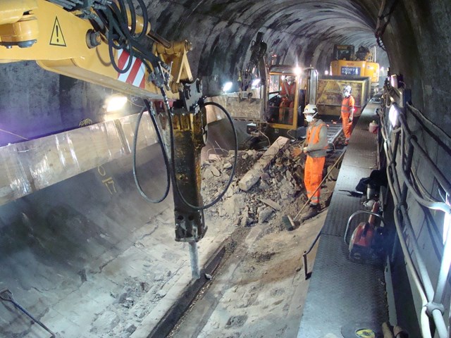 MERSEYSIDE RAIL WORKS COMPLETED IN TIME FOR MATHEW STREET MUSIC FESTIVAL: Breaking out the old concrete