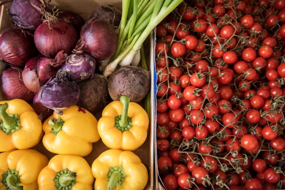 boxes of vegetables